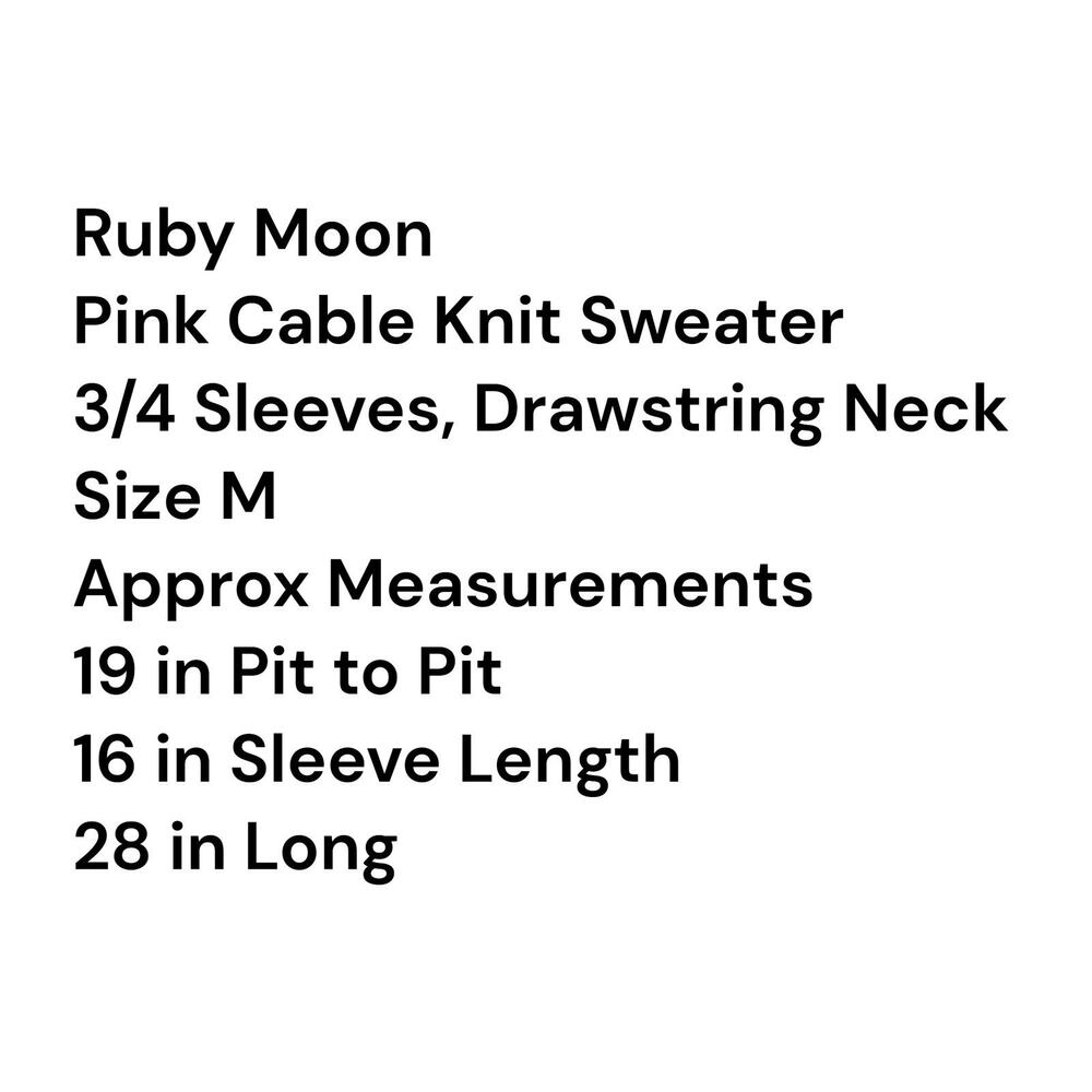 Ruby Moon Wool Knit Drawstring Cowl Neck Pink Pul… - image 3